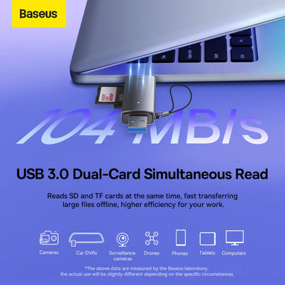 Αναγνώστης καρτών USB / USB-C Baseus Lite, SD - microSD, γκρι WKQX060113 