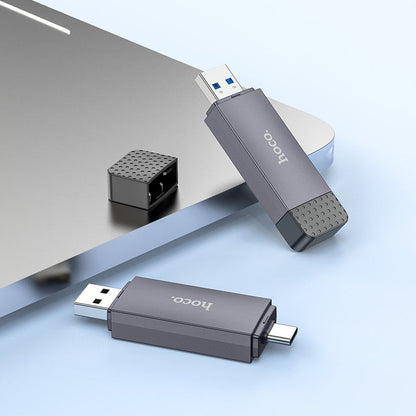 Αναγνώστης Καρτών USB 3.0 / USB-C HOCO HB45, SD - microSD, Γκρι