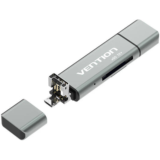 Αναγνώστης Κάρτας USB / USB-C / microUSB Vention, SD - microSD, Γκρι CCJH0