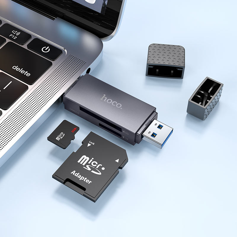 Αναγνώστης Καρτών USB 3.0 / USB-C HOCO HB45, SD - microSD, Γκρι