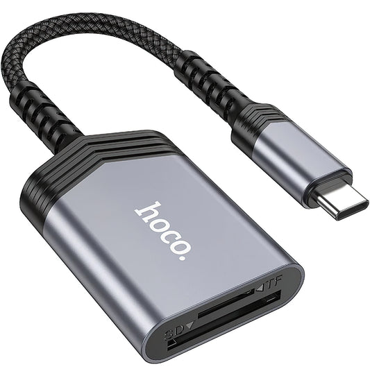 Αναγνώστης καρτών USB-C HOCO UA25, SD - microSD, Γκρι 