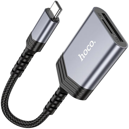 Αναγνώστης καρτών USB-C HOCO UA25, SD - microSD, Γκρι 