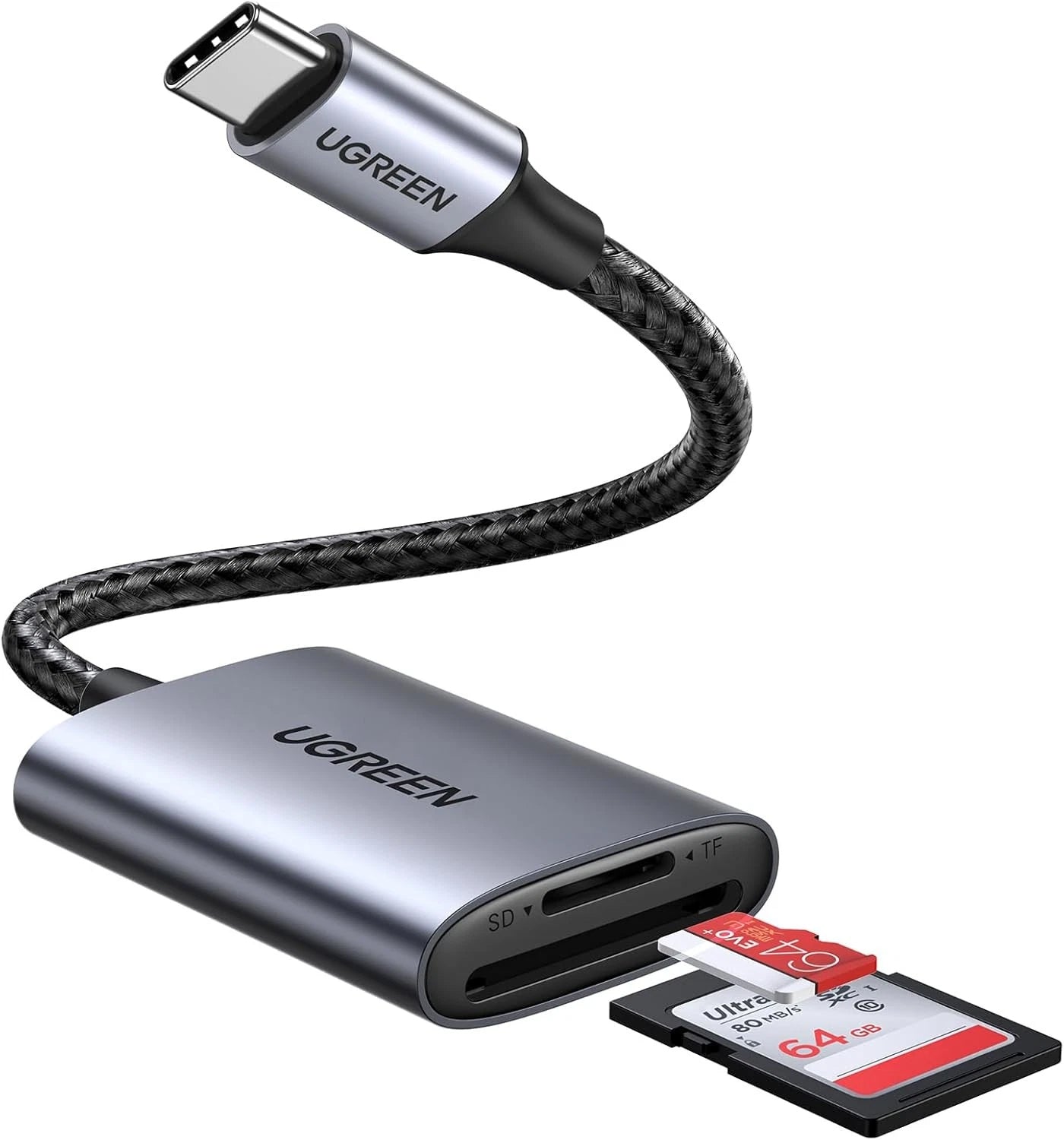 Αναγνώστης Καρτών USB-C UGREEN CM401, SD - microSD, Γκρι