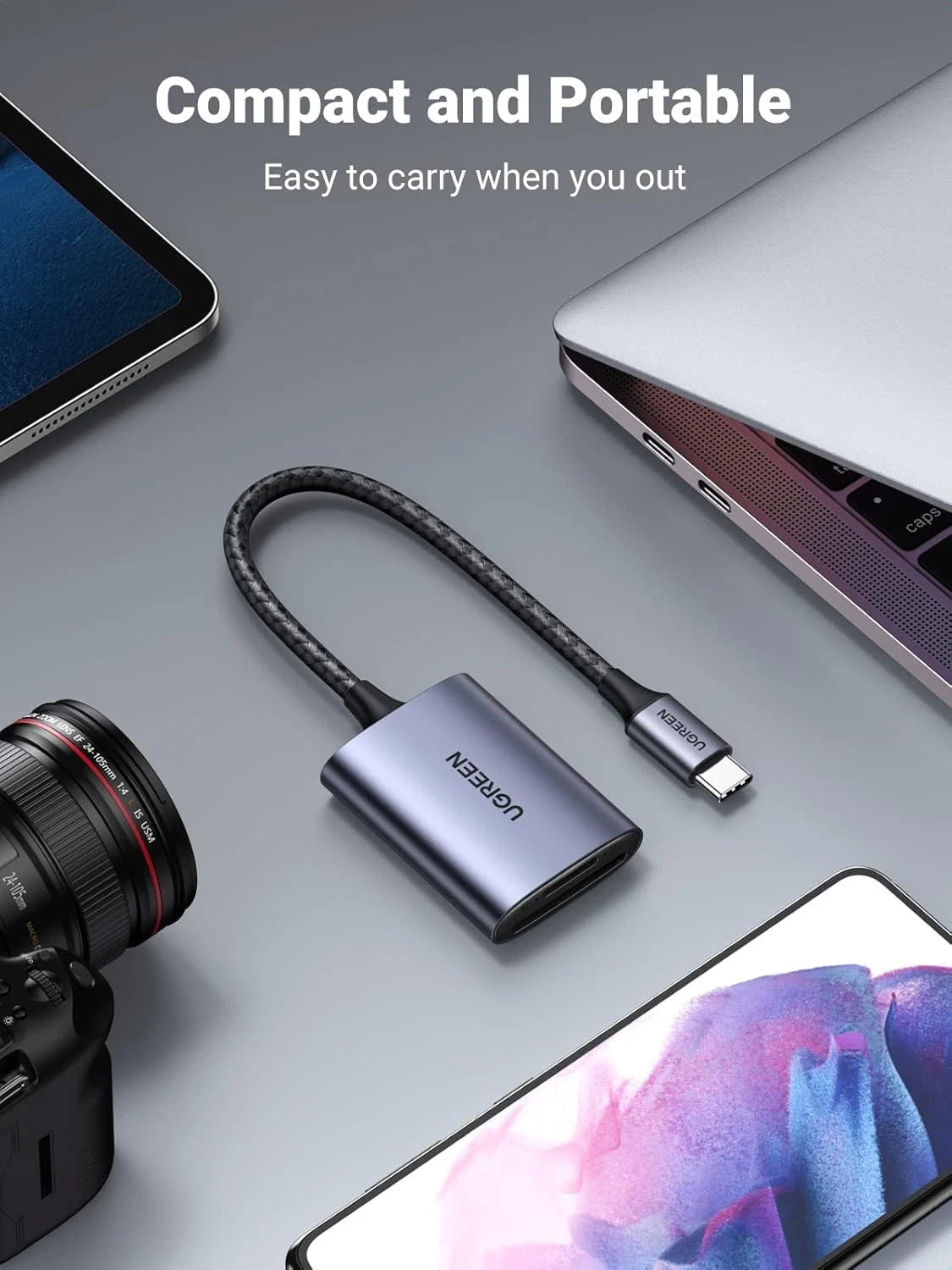 Αναγνώστης Καρτών USB-C UGREEN CM401, SD - microSD, Γκρι