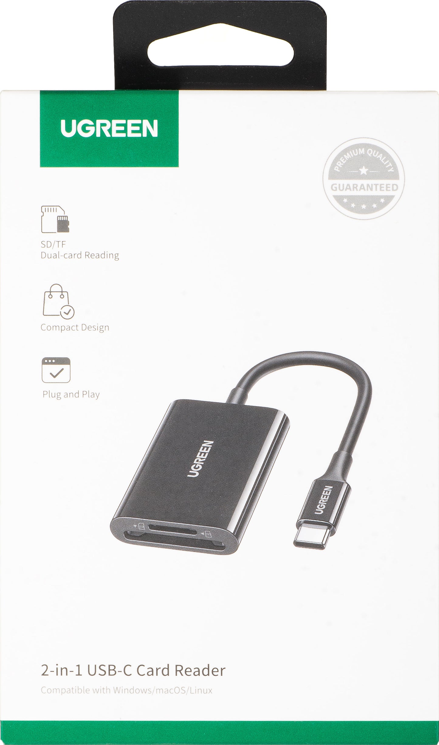 Αναγνώστης Καρτών USB-C UGREEN CM265, SD - microSD, Μαύρο