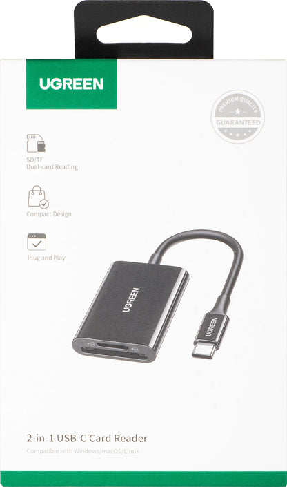 Αναγνώστης Καρτών USB-C UGREEN CM265, SD - microSD, Μαύρο