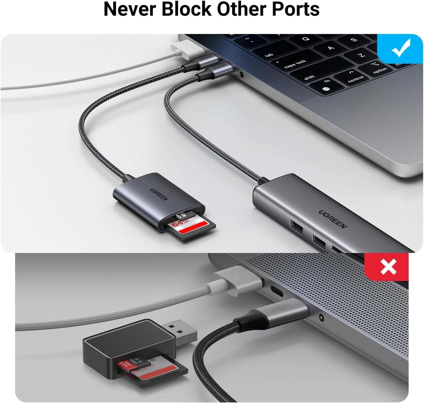 Αναγνώστης Καρτών USB-C UGREEN CM401, SD - microSD, Γκρι