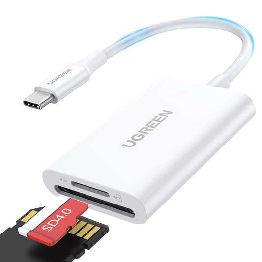 Αναγνώστης Κάρτας USB-C UGREEN CM265, SD - microSD, Λευκός