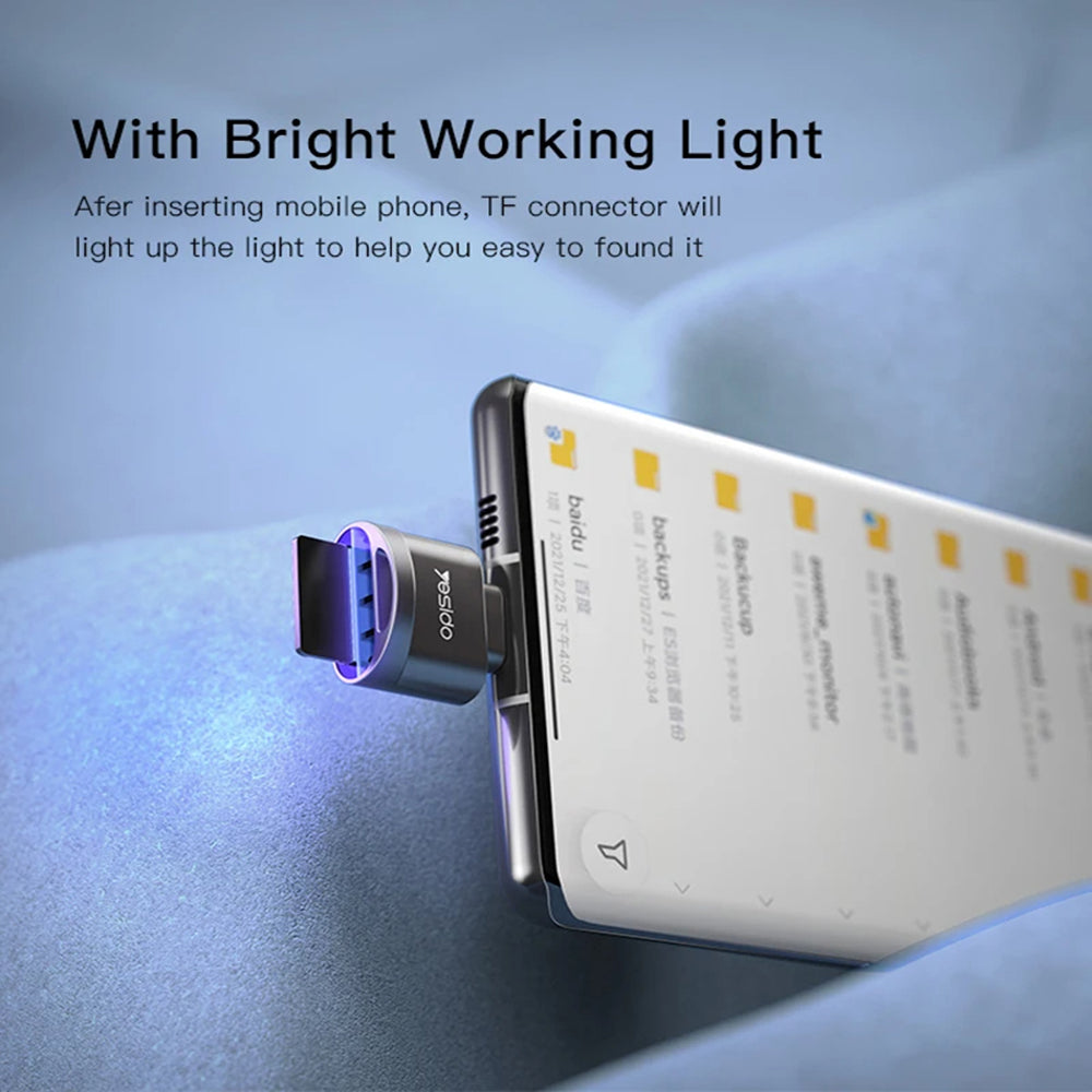 Αναγνώστης Καρτών USB-C Yesido GS19, USB-A (OTG) - microSD, Γκρι