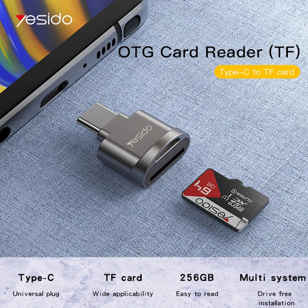 Αναγνώστης Καρτών USB-C Yesido GS19, USB-A (OTG) - microSD, Γκρι