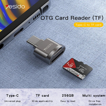 Αναγνώστης Καρτών USB-C Yesido GS19, USB-A (OTG) - microSD, Γκρι
