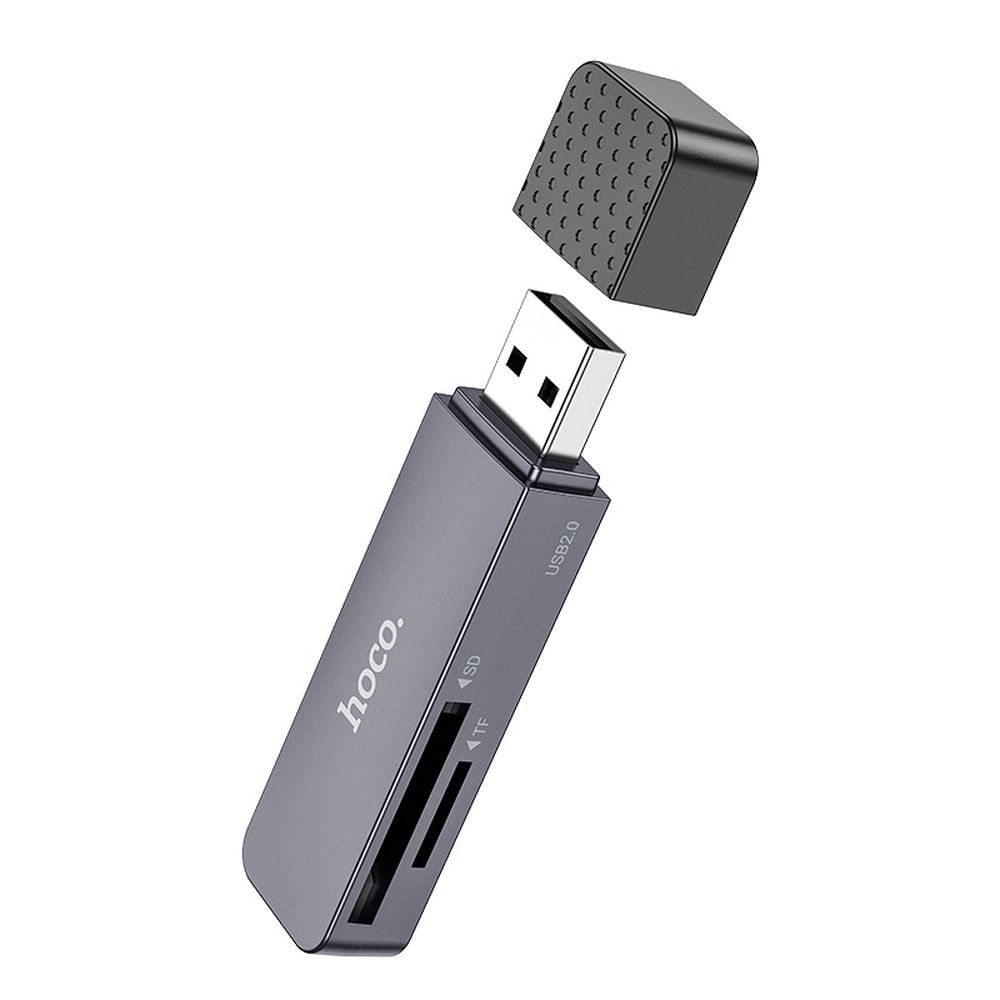 Αναγνώστης Καρτών USB HOCO HB45, SD - microSD, Γκρι