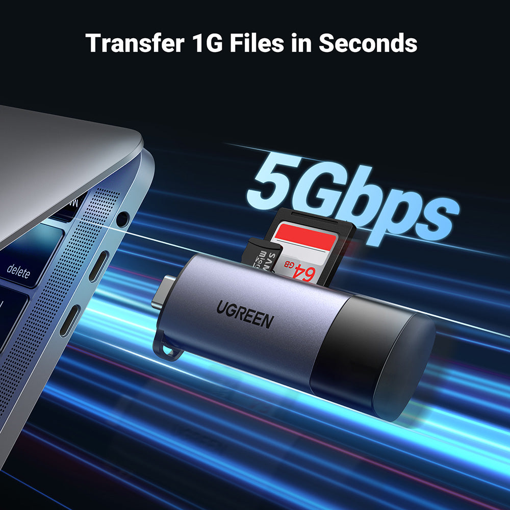 Αναγνώστης Καρτών USB / USB-C UGREEN CM185, SD - microSD, Γκρι