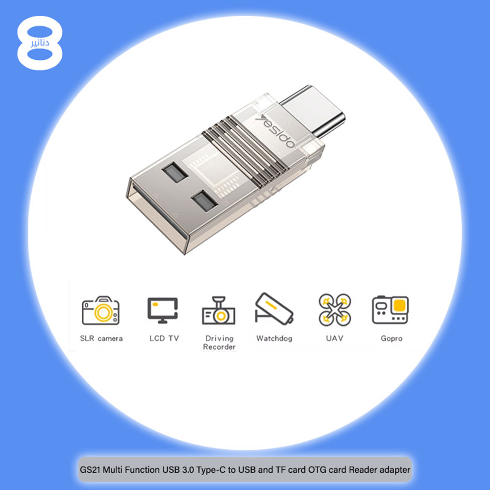 Αναγνώστης Καρτών USB / USB-C Yesido GS21, microSD, Διαφανής