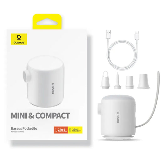 Αντλία Baseus PocketGo για φουσκωτά στρώματα, Λευκή C11157700221-00