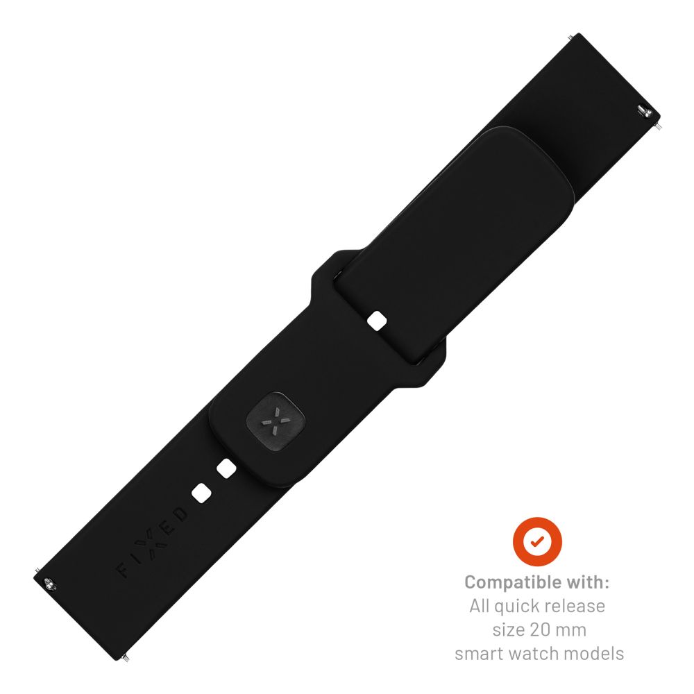 Fixed Silicone Sporty Strap for Samsung Galaxy Watch / Huawei Watch Series, 20mm, Black