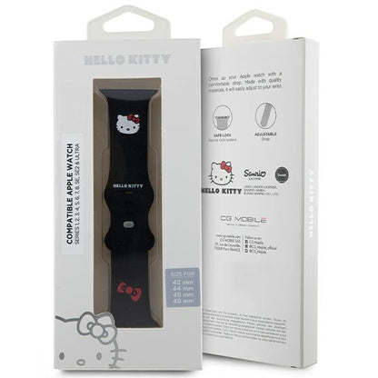 Λουράκι Hello Kitty Silicone Kitty Head για Apple Watch 49mm / 46mm / 45mm / 44mm / 42mm Series, Μαύρο