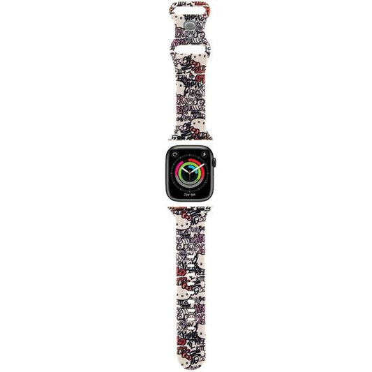 Hello Kitty Silicone Tags Graffiti Strap for Apple Watch 42mm / 41mm / 40mm / 38mm Series, Beige