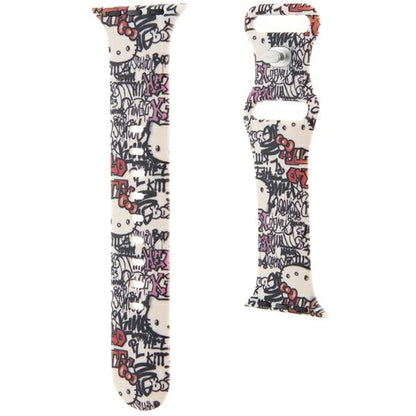 Λουράκι Hello Kitty Silicone Tags Graffiti για Apple Watch 42mm / 41mm / 40mm / 38mm Series, Μπεζ