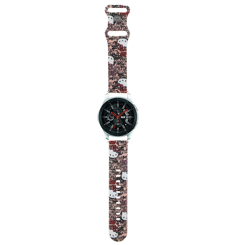 Λουράκι Hello Kitty Silicone Tags Graffiti για Samsung Galaxy Watch / Huawei Watch 46mm / 45mm / 41mm Series, Ροζ