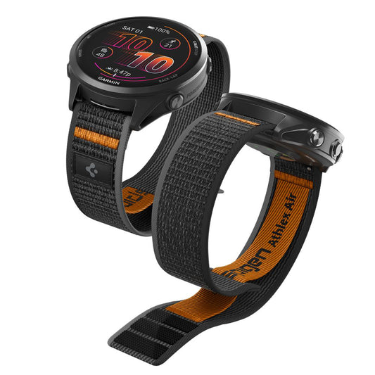 Λουράκι Spigen Athlex Air 2 για Garmin Watch Venu / Forerunner Series, 22mm, Μαύρο Πορτοκαλί AMP11425