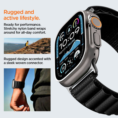 Spigen WBF1 Strap for Apple Watch 49mm / 46mm / 45mm / 44mm Series, Black