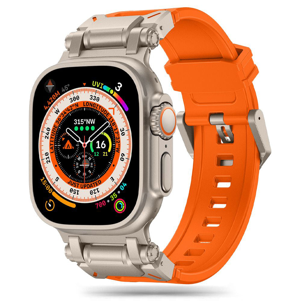 Λουράκι Techsuit W064 για Apple Watch 49mm / 46mm / 45mm / 44mm / 42mm Series, Ασημί Πορτοκαλί