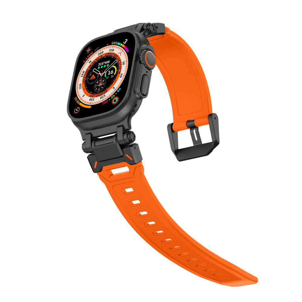Λουράκι Techsuit W064 για Apple Watch 49mm / 46mm / 45mm / 44mm / 42mm Series, Μαύρο Πορτοκαλί