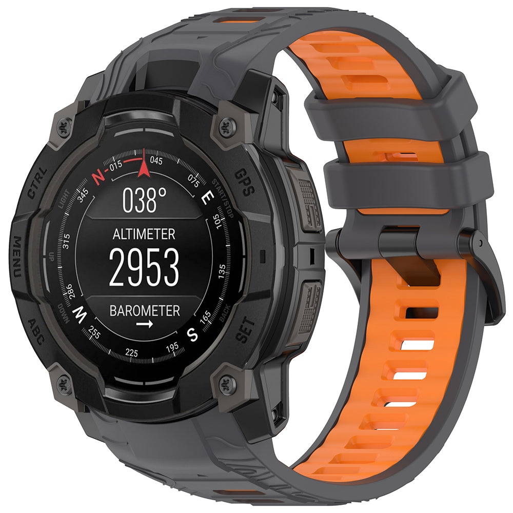 Techsuit W077 Strap for Garmin Instinct 3 50mm Solar / Instinct 3 50mm, Gray Orange