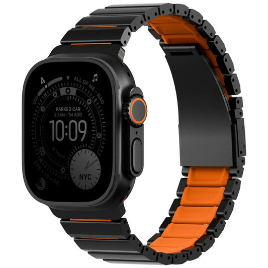 Λουράκι UNIQ Strova Flex για Apple Watch 49mm / 46mm / 45mm / 44mm / 42mm Series, Μαύρο Πορτοκαλί