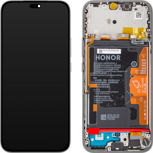 Honor 400 Lite Display with Touchscreen, Frame and Battery, Grey (Velvet Grey), Service Pack 0235ANTA