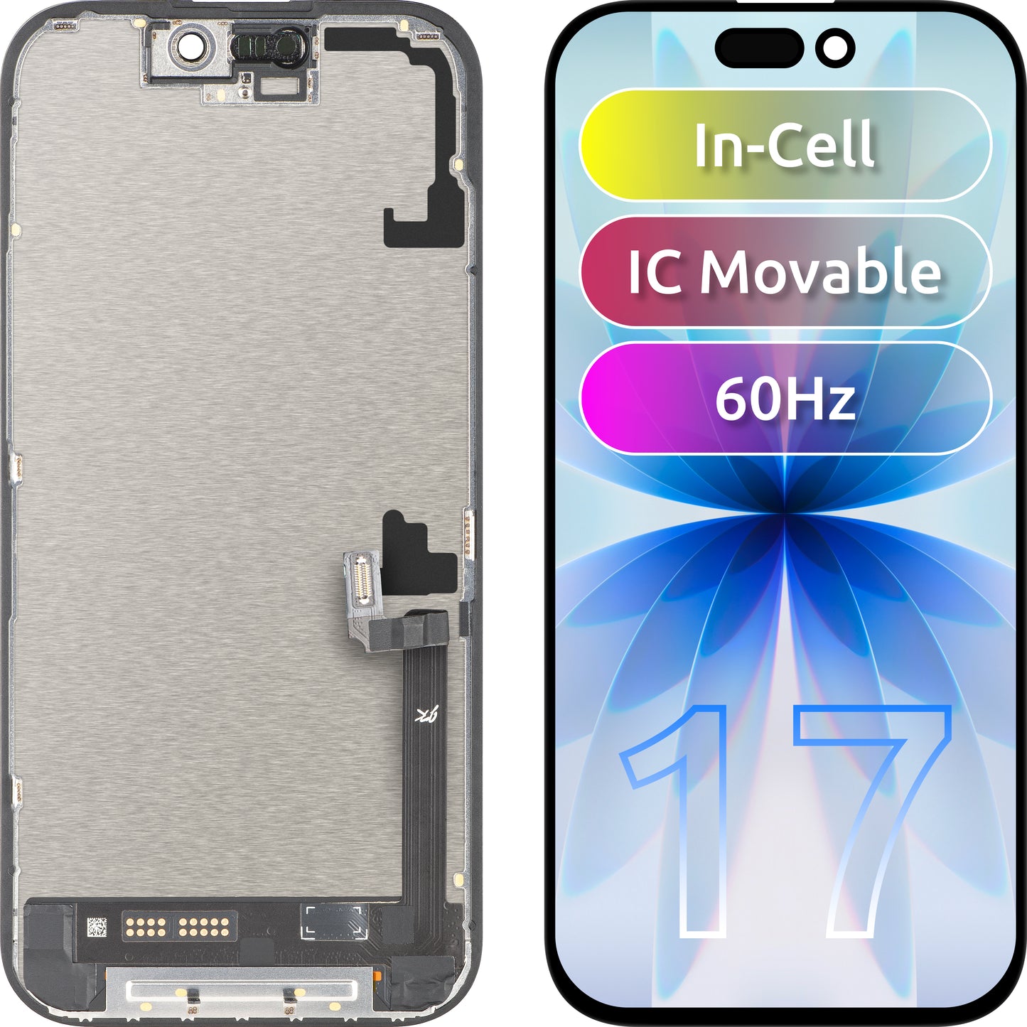 Οθόνη με Touchscreen JK για Apple iPhone 17, με Πλαίσιο, Έκδοση LCD In-Cell IC Movable, Μαύρο