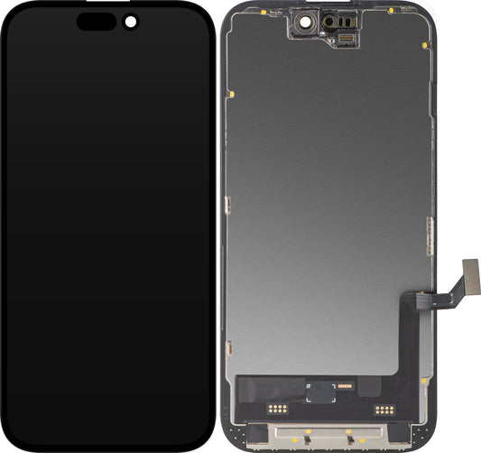 Οθόνη αφής MP συμβατή με Apple iPhone 15, με Πλαίσιο, Έκδοση Soft OLED FHD IC Movable, Μαύρη