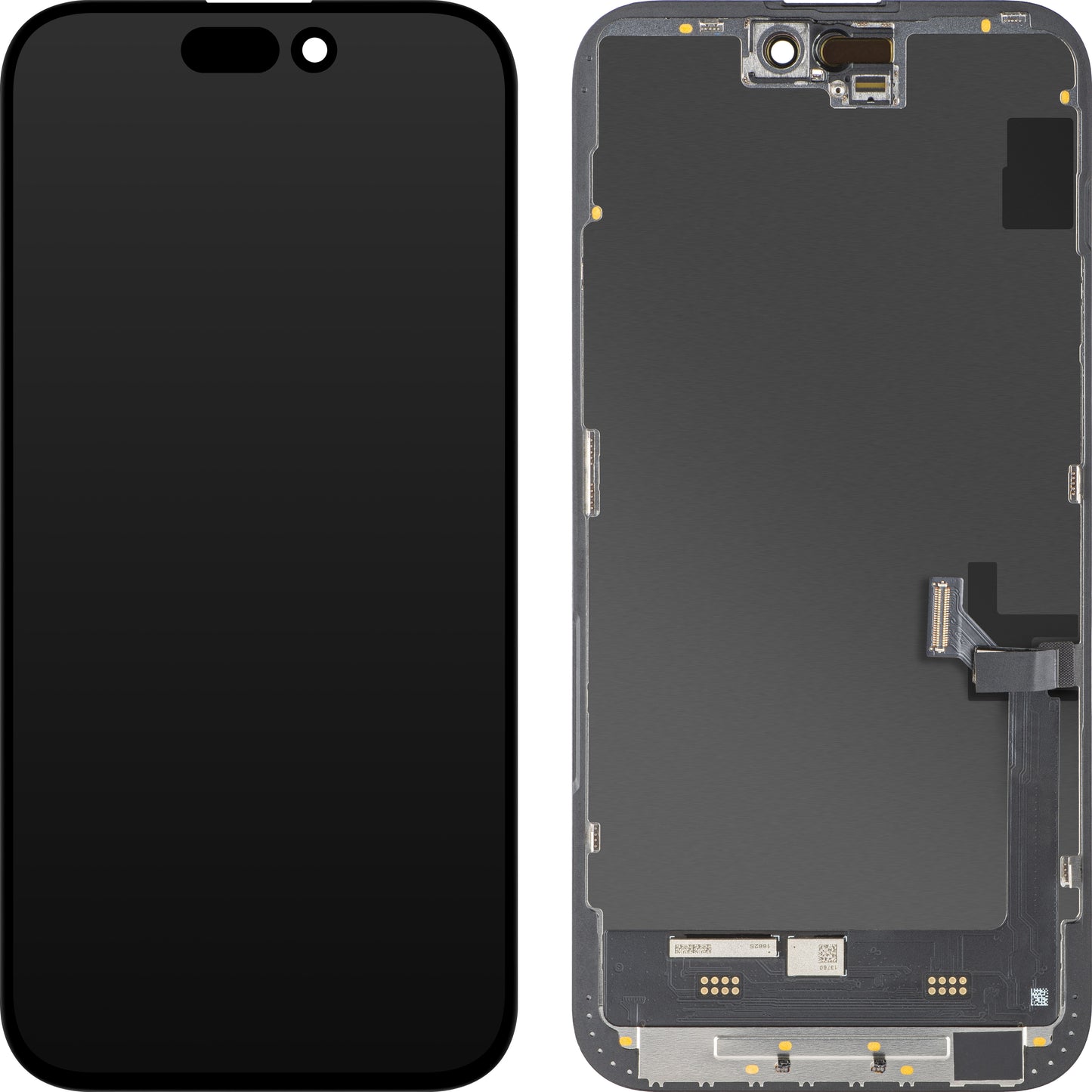 MP Touchscreen Display compatible with Apple iPhone 15 Plus, with Frame, Soft OLED FHD Diagnostic Version, Black
