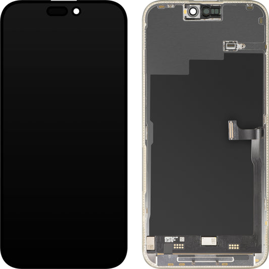 Οθόνη με Touchscreen MP συμβατή με Apple iPhone 15 Pro Max, με Πλαίσιο, Premium Soft OLED FHD 120Hz Έκδοση, Μαύρο