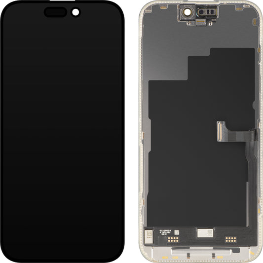 Οθόνη με Touchscreen MP συμβατή με Apple iPhone 15 Pro, με Πλαίσιο, Premium Soft OLED FHD 120Hz Έκδοση, Μαύρο