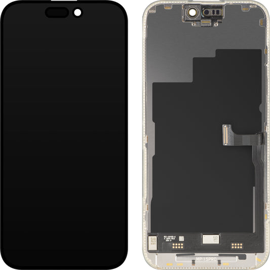 Οθόνη με Touchscreen MP συμβατή με Apple iPhone 15 Pro, με Πλαίσιο, Premium Έκδοση Soft OLED FHD 120Hz Διαγνωστική, Μαύρο