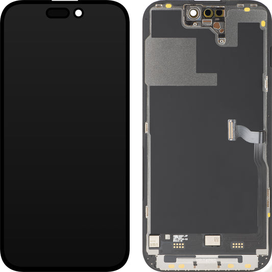 Οθόνη με Touchscreen MP συμβατή με Apple iPhone 14 Pro, με Πλαίσιο, Premium Έκδοση Soft OLED FHD 120Hz Διαγνωστική, Μαύρο