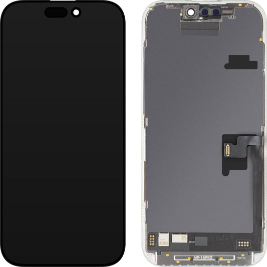 Οθόνη με Touchscreen MP συμβατή με Apple iPhone 16 Pro, με πλαίσιο, έκδοση λογισμικού OLED FHD 120Hz Διαγνωστική, Μαύρο