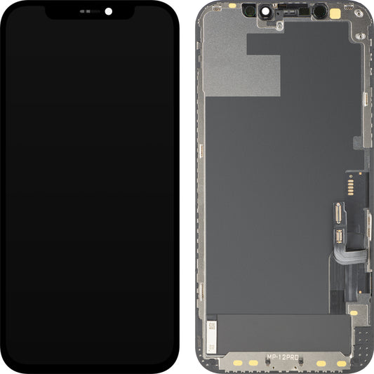 Οθόνη με Touchscreen MP συμβατή με Apple iPhone 12 / 12 Pro, με Πλαίσιο, Έκδοση OLED FHD IC Movable, Μαύρο