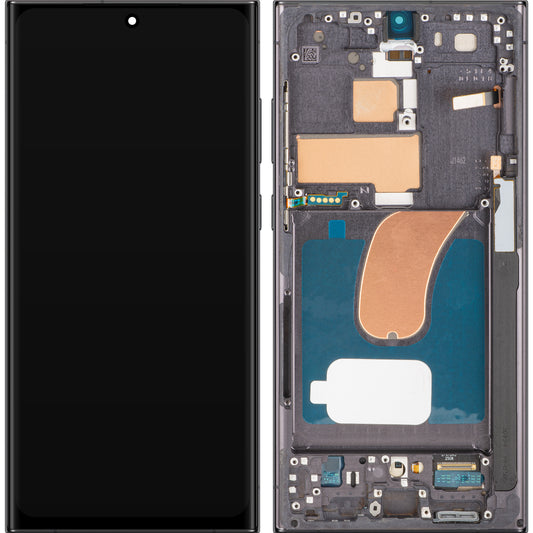 Οθόνη με Touchscreen MP συμβατή με Samsung Galaxy S23 Ultra S918, με Πλαίσιο, Έκδοση OLED, Μαύρο, Ανταλλαγή