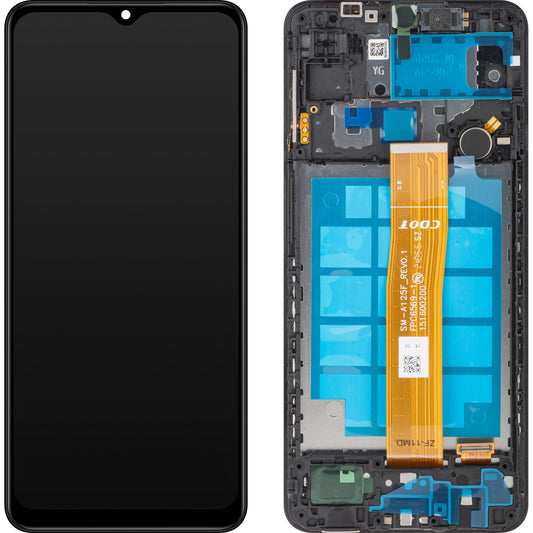 Οθόνη με Touchscreen MP συμβατή με Samsung Galaxy A12 A125 / A12 Nacho A127, με πλαίσιο, μαύρο, ανασφραγισμένη