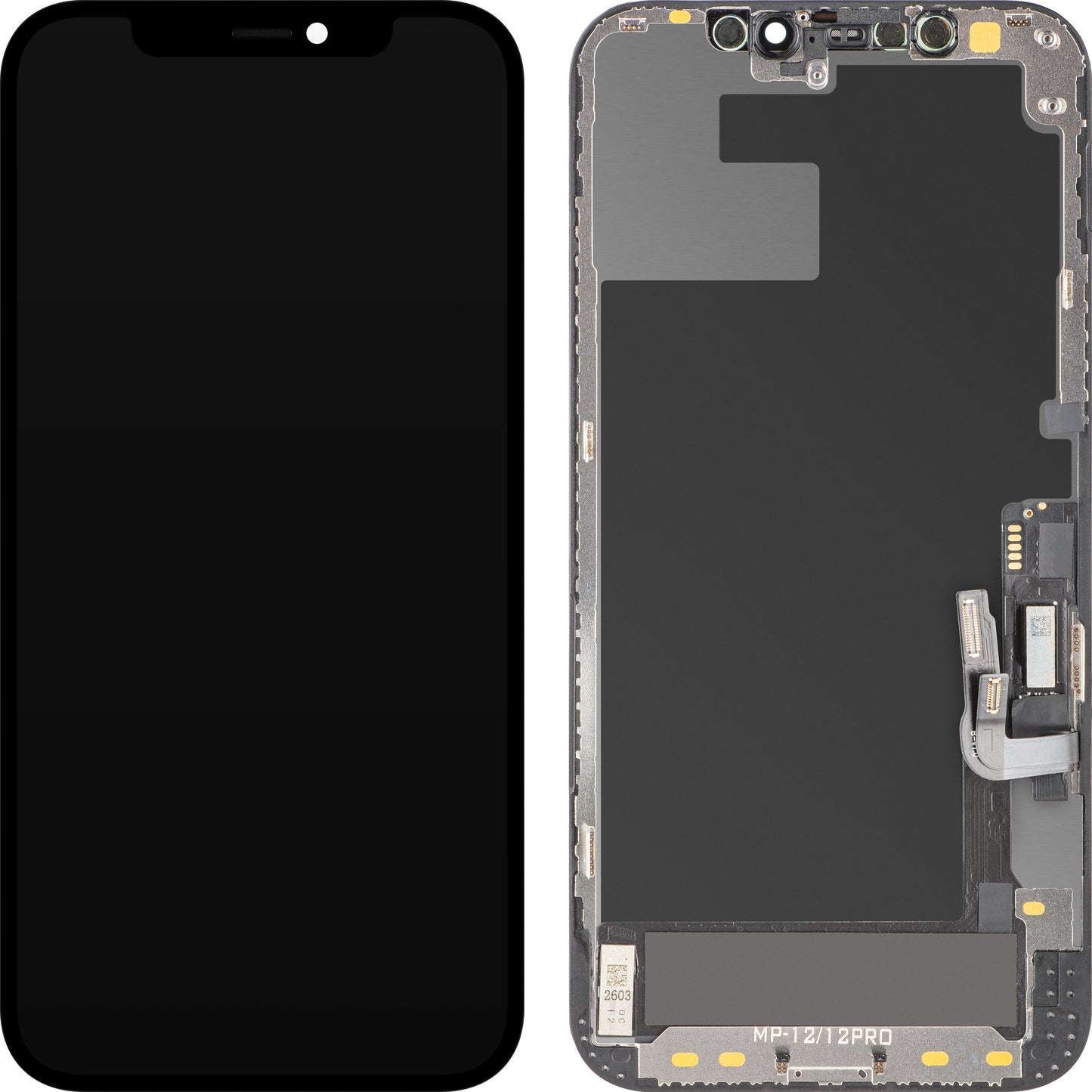 Οθόνη με Touchscreen MP συμβατή με Apple iPhone 12 / 12 Pro, με Πλαίσιο, Έκδοση Λογισμικού OLED FHD Διαγνωστική, Μαύρο
