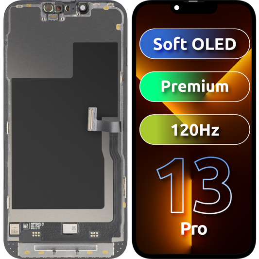 Οθόνη αφής MP συμβατή με Apple iPhone 13 Pro, με Πλαίσιο, Έκδοση Premium Soft OLED FHD 120Hz, Μαύρη