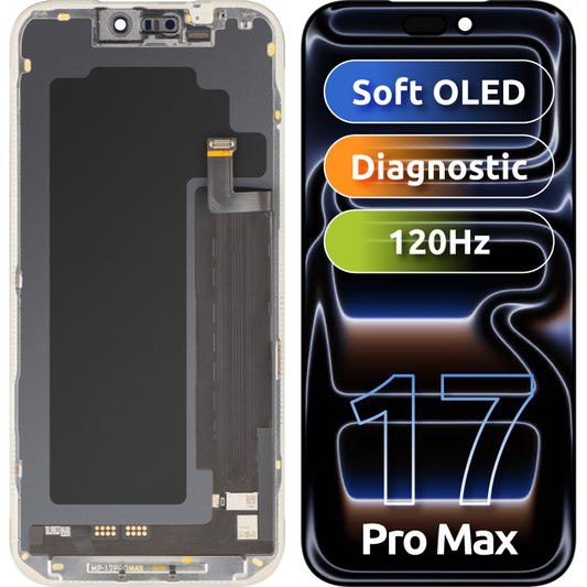 Οθόνη με Touchscreen MP συμβατή με Apple iPhone 17 Pro Max, με Πλαίσιο, Έκδοση Λογισμικού OLED FHD Διαγνωστική, Μαύρο