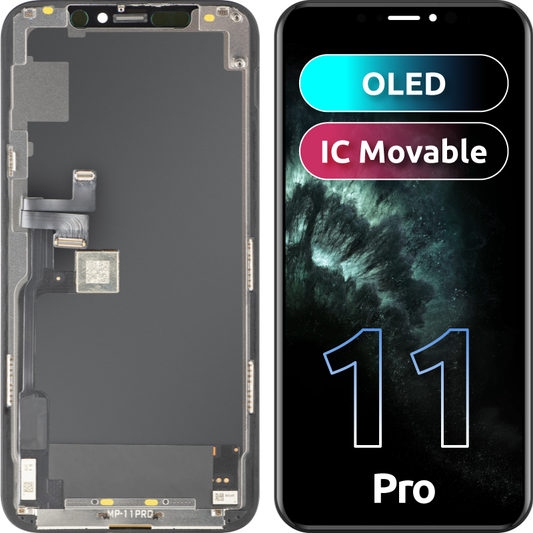 Οθόνη με Αφής MP συμβατή με Apple iPhone 11 Pro, με Πλαίσιο, Έκδοση OLED FHD IC Movable, Μαύρο