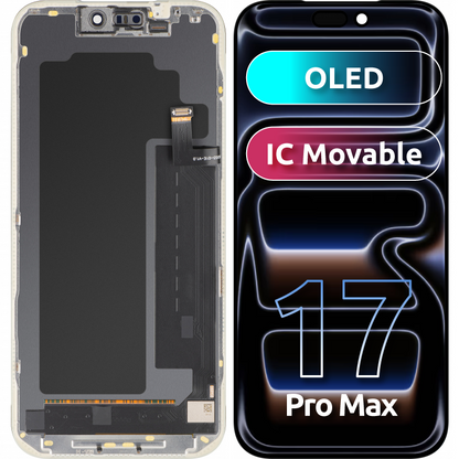 Οθόνη με Touchscreen MP συμβατή με Apple iPhone 17 Pro Max, με Πλαίσιο, Έκδοση OLED FHD IC Movable, Μαύρο