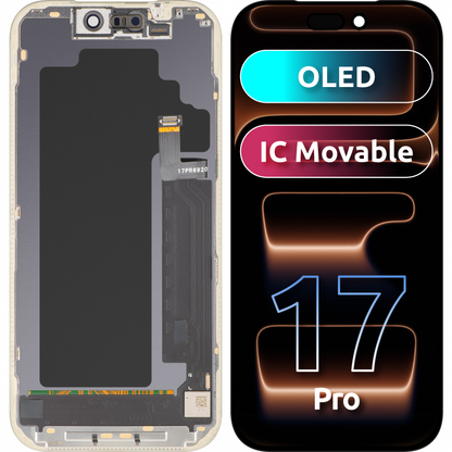 Οθόνη με MP Touchscreen συμβατή με Apple iPhone 17 Pro, με Πλαίσιο, Έκδοση OLED FHD IC Movable, Μαύρο