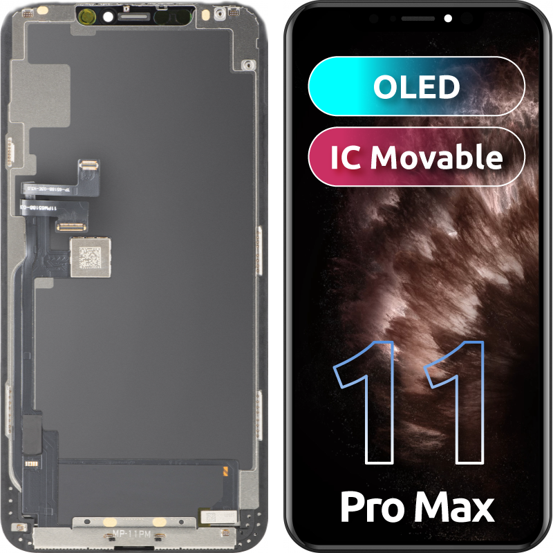 Οθόνη με Touchscreen MP συμβατή με Apple iPhone 11 Pro Max, με Πλαίσιο, Έκδοση OLED FHD IC Movable, Μαύρο