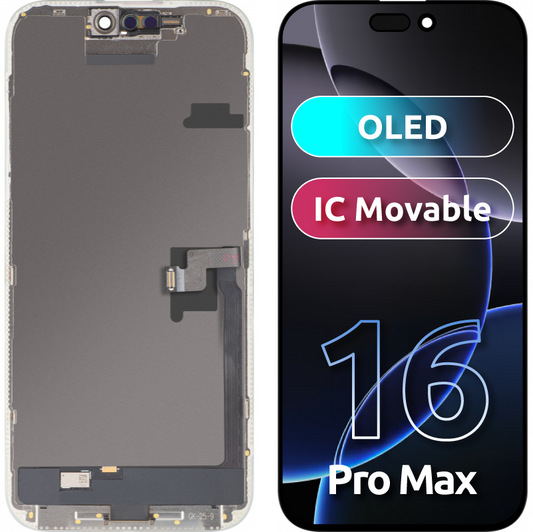 Οθόνη αφής MP συμβατή με Apple iPhone 16 Pro Max, με Πλαίσιο, Έκδοση OLED FHD IC Movable, Μαύρη